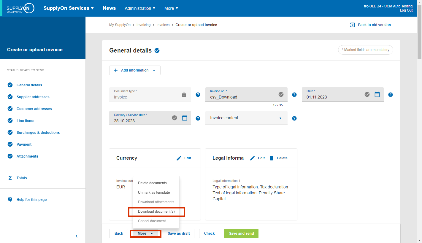 2-1_Download an invoice as a CSV file